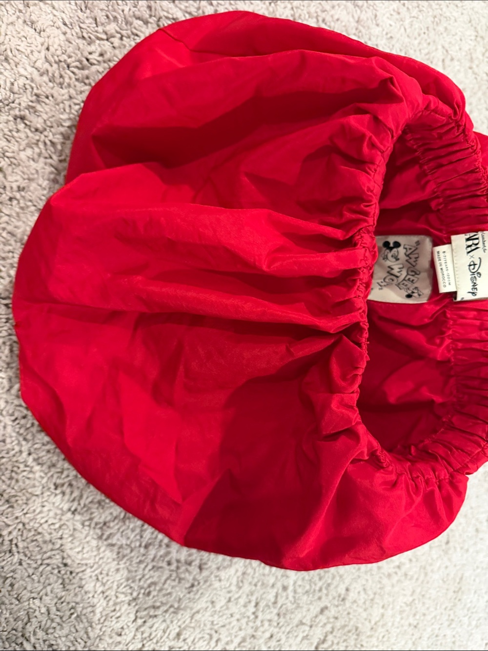 Zara Bright Red Gathered Elastic Waist Skirt